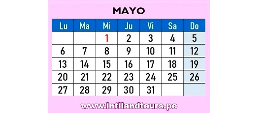 Calendario Mayo 2019